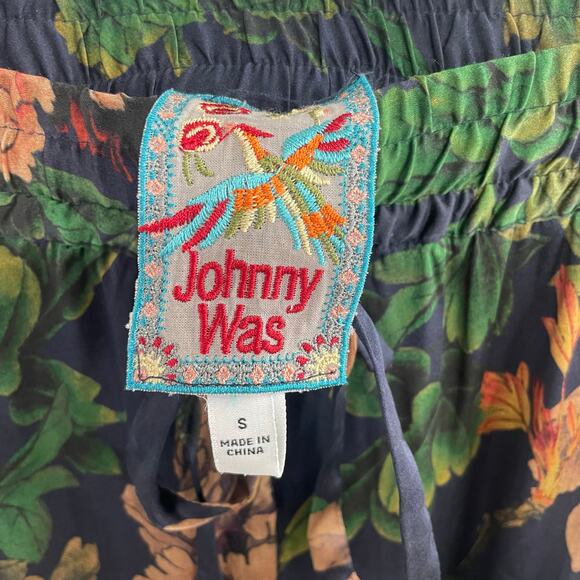 Johnny Was Silk Navy Multicolor Floral Print Jogger Pants Womens Size Small - Picture 6 of 7